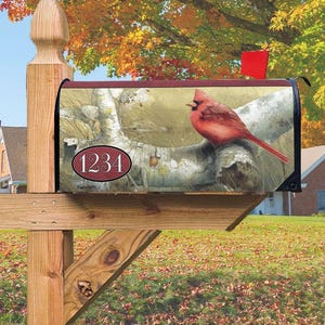 Marjolein Bastin Fall Custom Magnetic Mailbox Cover, Decorative Fall Mailbox Topper, cardinal gifts, bird lover gift, Cardinal in the Fall