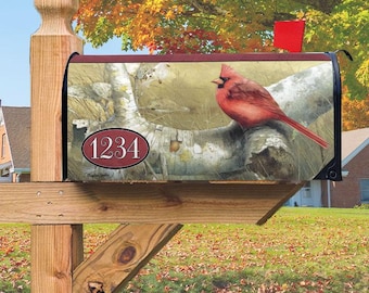 Marjolein Bastin Fall Custom Magnetic Mailbox Cover, Decorative Fall Mailbox Topper, cardinal gifts, bird lover gift, Cardinal in the Fall