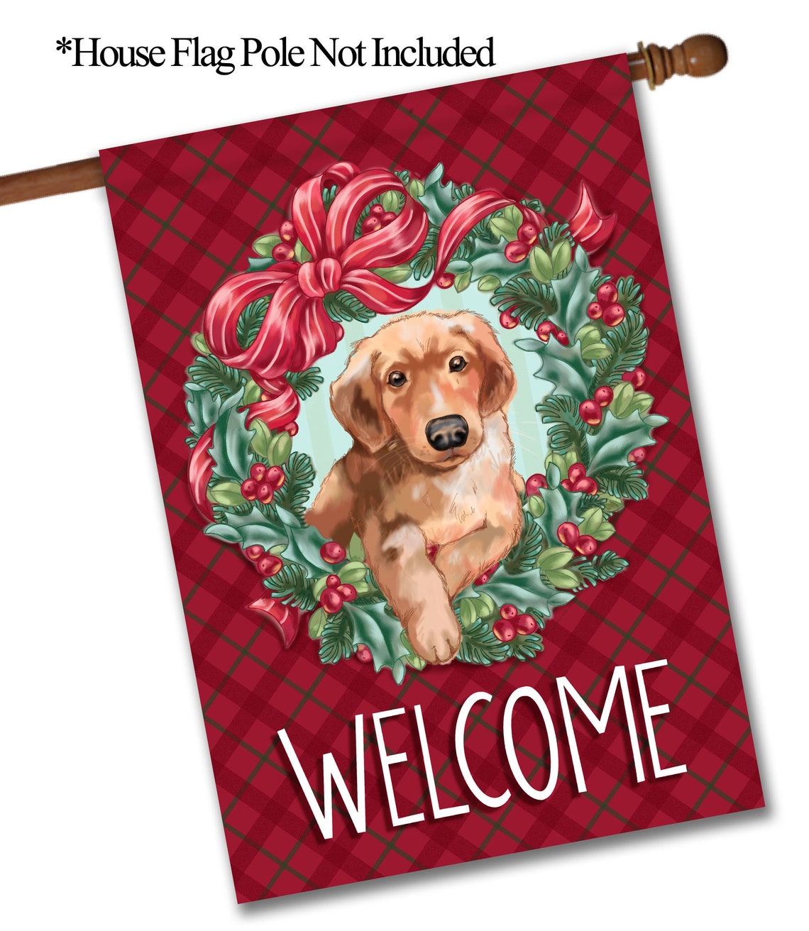 Christmas Personalized Christmas Puppy Garden Flag Etsy