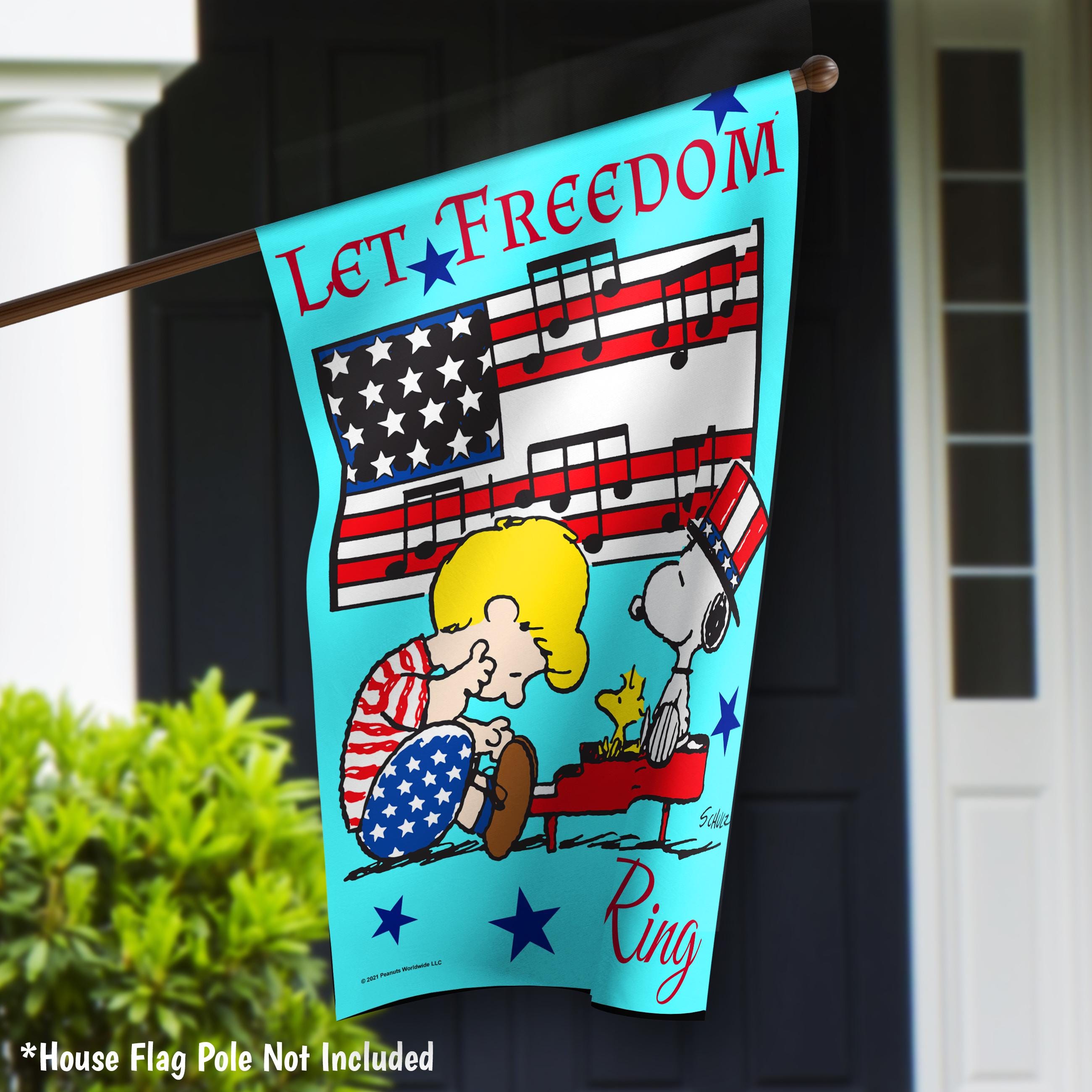 Peanuts Let Freedom Ring Snoopy Patriotic Garden Flag or House Flag ...