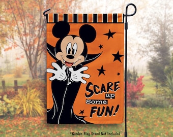 Mickey Mouse Halloween Garden Flag, Disney Halloween House Flag, Spooky Season Outdoor Flag, Halloween Decor, Scare Up Some Fun Mickey