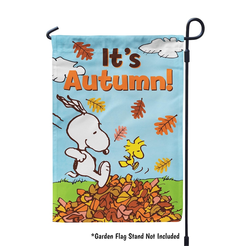 Peanuts Snoopy Fall Flag Snoopy and Woodstock Autumn Garden Flag House ...