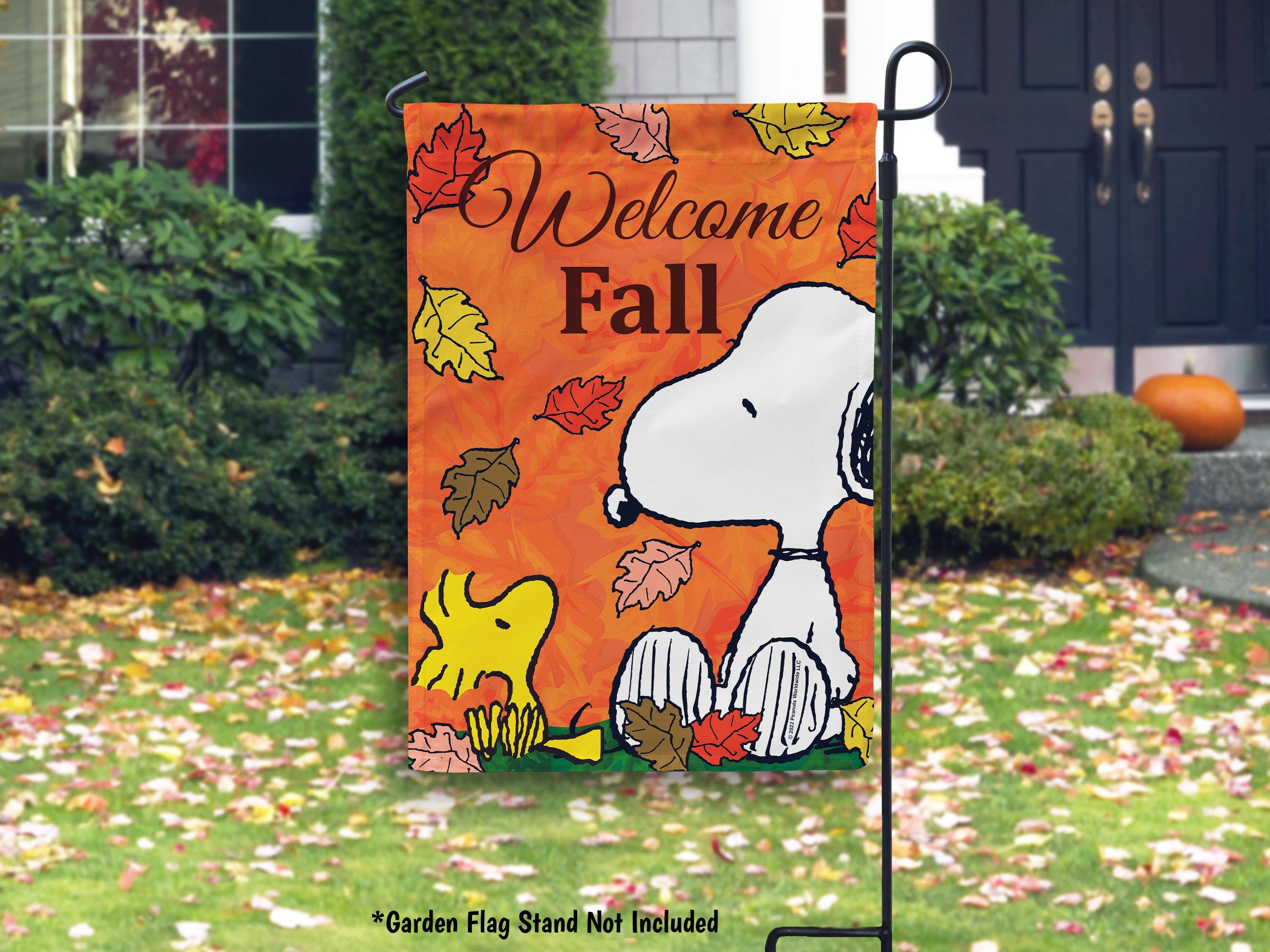 Snoopy and Woodstock Fall Garden Flag, Snoopy Fall Outdoor Decor ...