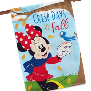 Disney Minnie Fall Garden Flag, Minnie Disney Autumn House Flag, Minnie Mouse Fall Outdoor Decor, Fall House Decor, Disney Lover Gift House Flag 28 x 40 inches