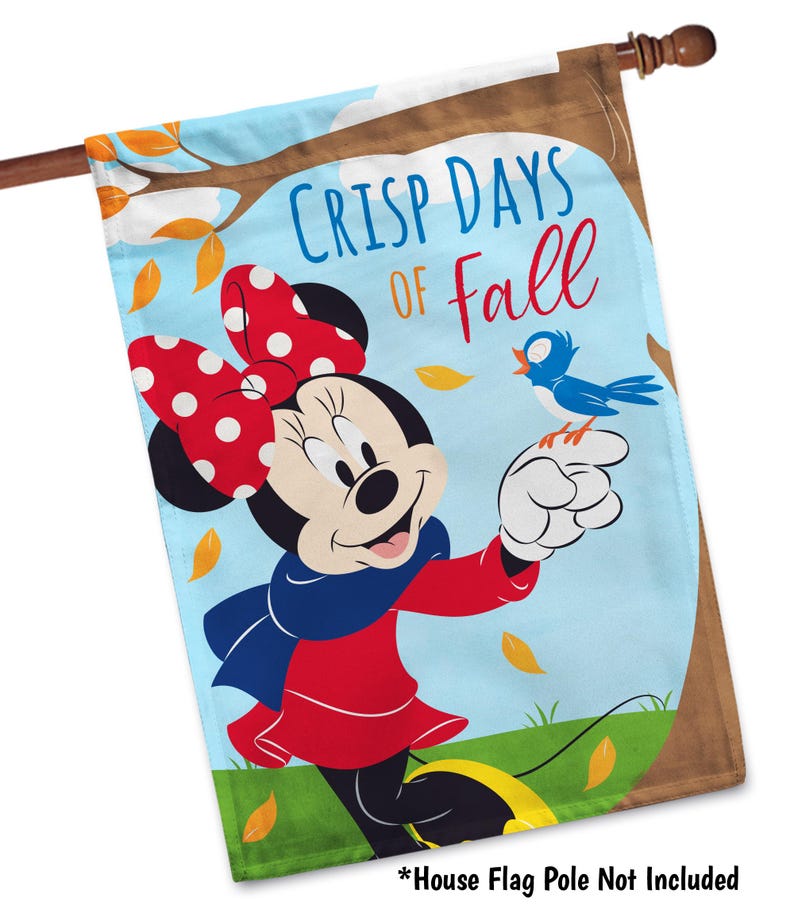Disney Minnie Fall Garden Flag, Minnie Disney Autumn House Flag, Minnie Mouse Fall Outdoor Decor, Fall House Decor, Disney Lover Gift House Flag 28 x 40 inches