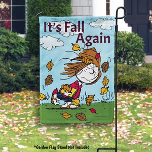 Peppermint Patty Peanuts Fall Garden Flag, Funny Fall Flag Outdoor Decor, Peanuts Autumn Decor, Peanuts Lover Gift, It's Fall Again