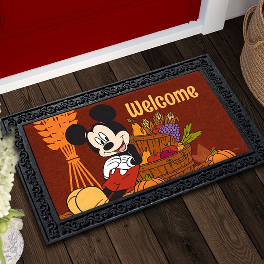 Disney Mickey Mouse Fall Doormat, Happy Harvest Mickey Welcome Mat