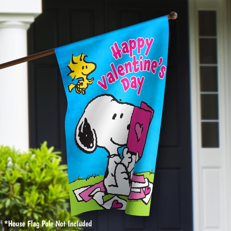 PEANUTS® Snoopy Valentine's Pile Garden or House Flag image 3
