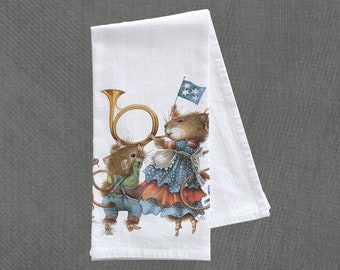 Tea Towel, Marjolein Bastin, Vera the Mouse Red, White & Blue - Tea Towel 18″ x 28″, Kitchen Towel, 100% Cotton, Machine Washable, July 4th