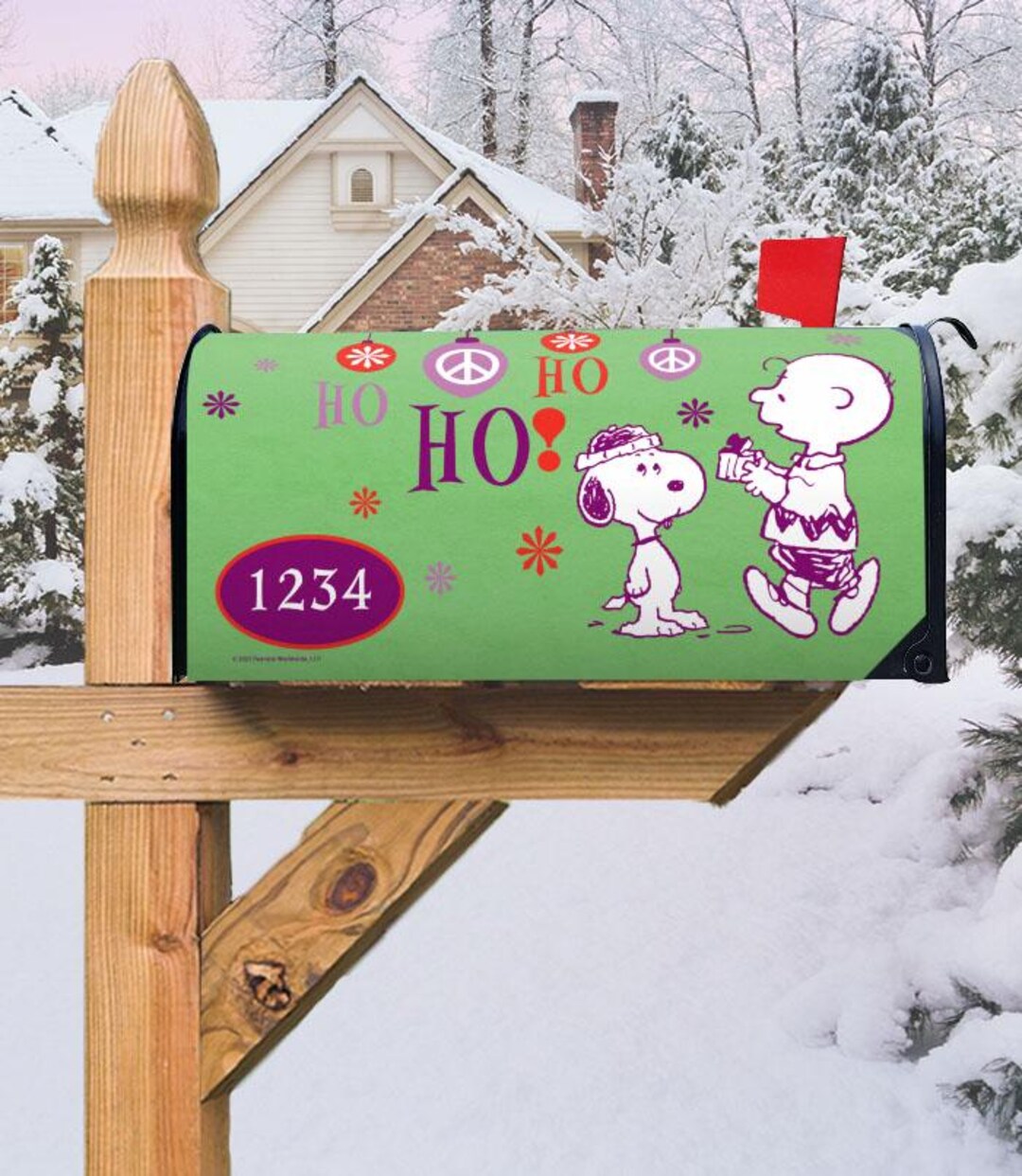Peanuts Christmas Snoopy and Charlie Brown Magnetic Mailbox Cover ...