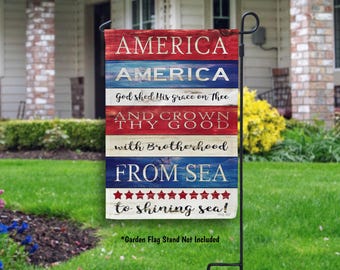 America the Beautiful Patriotic Garden Flag July 4th Outdoor Decor Summer Yard Flag Patriotic Home Decor American 4th of July Patriotic Gift