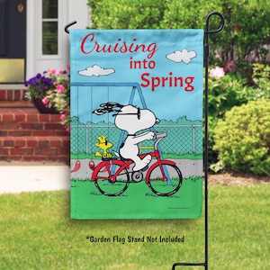 PEANUTS Cruising into Spring Snoopy Garden Flag or House Flag Officially Licensed PEANUTS®, Spring Yard Flag