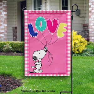 PEANUTS® Love Balloons Snoopy Garden or House Flag image 1
