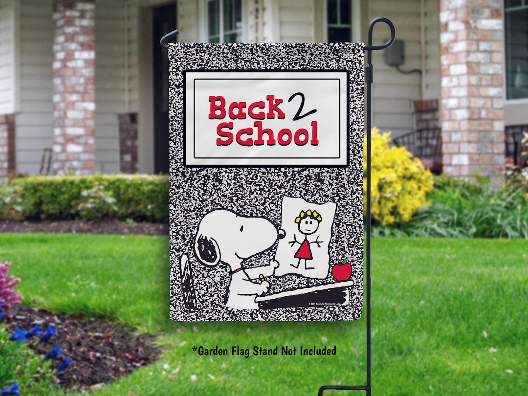 Peanuts Back to School Garden Flag Snoopy School House Flag Outdoor ...
