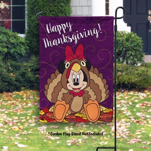 Disney Happy Thanksgiving Minnie Mouse Garden or House Flag image 1