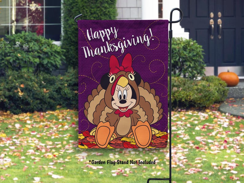 Disney Happy Thanksgiving Minnie Mouse Garden or House Flag image 1