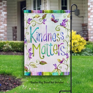 Kindness Matters Inspriational Garden Flag, Be Kind Spring Flag, Equality Flag, Outdoor Spring Decor Summer Yard Flag, Front Yard Decoration