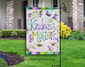 Kindness Matters Inspriational Garden Flag, Be Kind Spring Flag, Equality Flag, Outdoor Spring Decor Summer Yard Flag, Front Yard Decoration