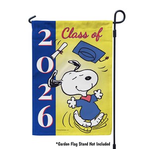Snoopy Graduation Garden Flag or House Flag, Peanuts Outdoor Graduation ...