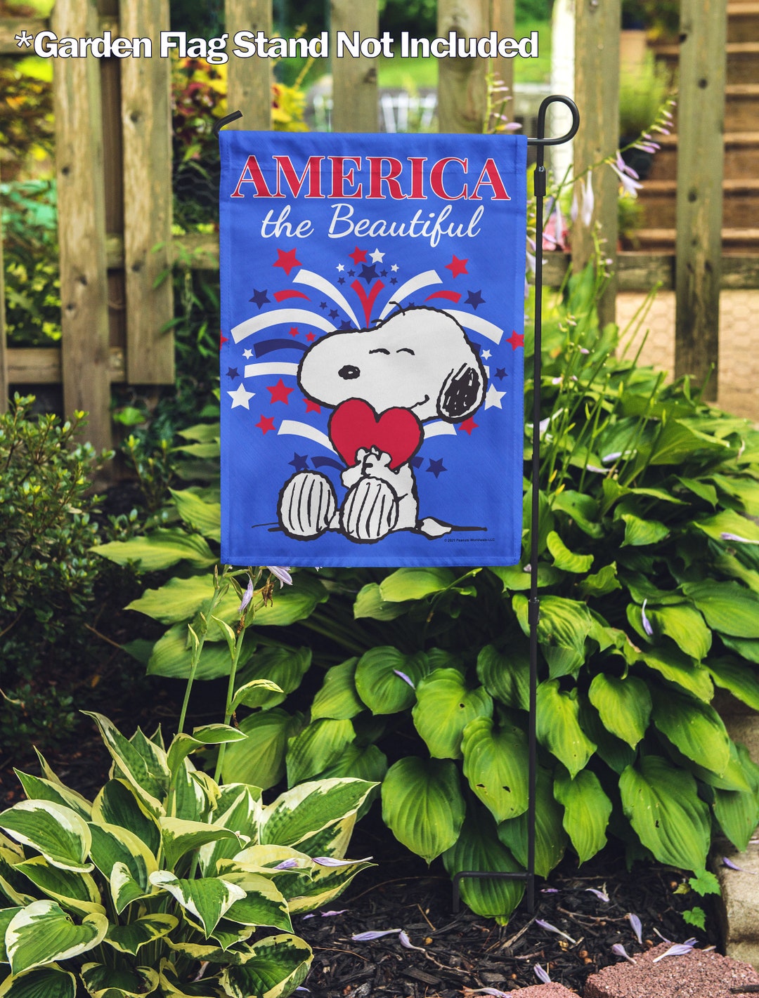 スヌーピータペストリー AMERICA, YOU'RE BEAUTIFUL! PEANUTS America the Beautiful Snoopy – Garden Flag or House Flag