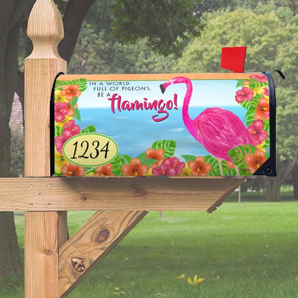 Mailbox Cover, Be a Flamingo! Magnetic Mailbox Cover – 6.5″ W x 8.5″ H x 19″ L, Thick Magnetic Material, Summer, Coastal, Beach