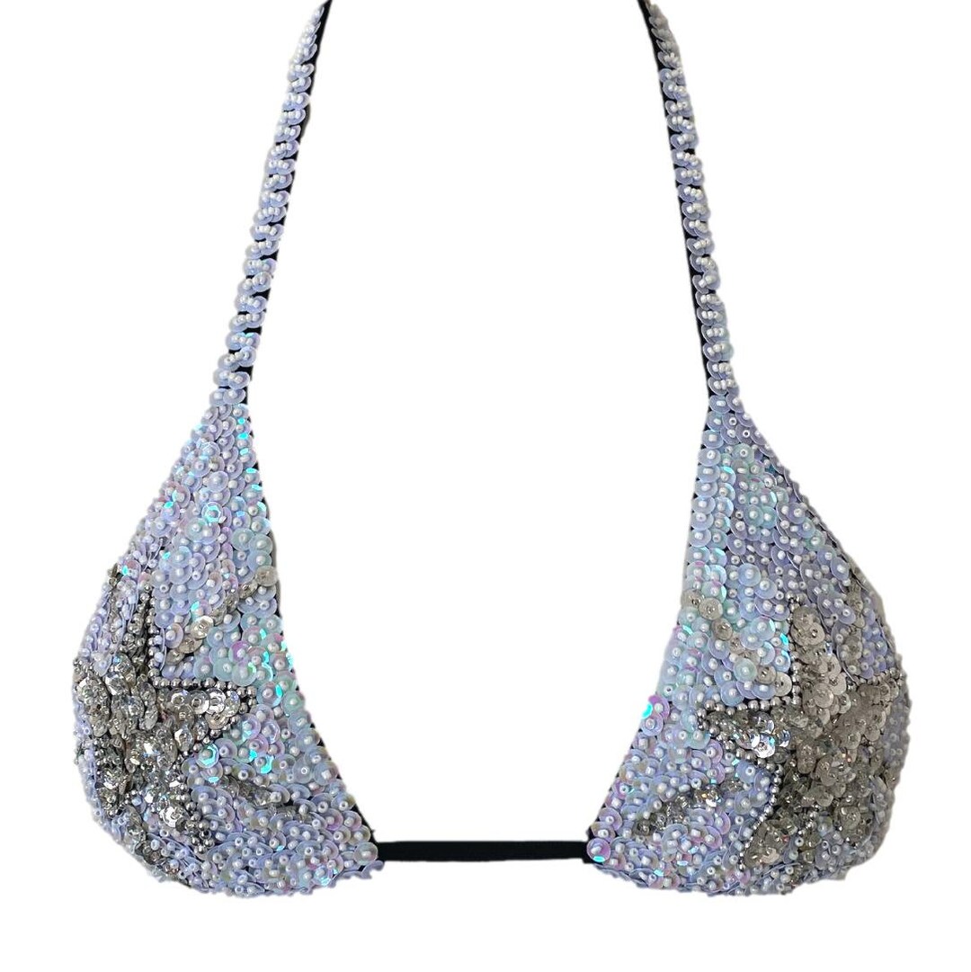 Silver Sequin Star Button Front Top