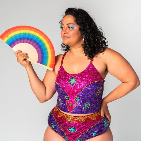 Buy Rainbow LGBTQ Festival Sequin Crop Top With Scoop Neck for Online in  India - Etsy