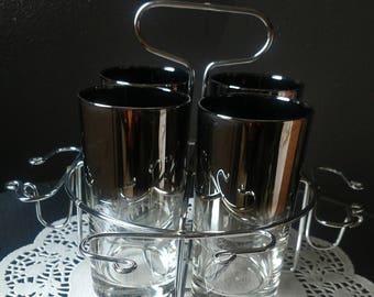Mid-century Silver Fade Glasses With Caddy