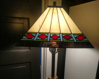 Mission Style Leaded Art Glass Lamp
