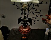Vintage Brass Eagle And Fenton Cranberry Glass Lamp