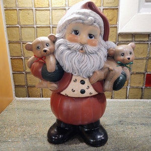 Vintage handgeschilderde keramische kerstsnoeppot