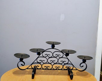 Vintage Scroll Iron Pillar Candle Candelabra