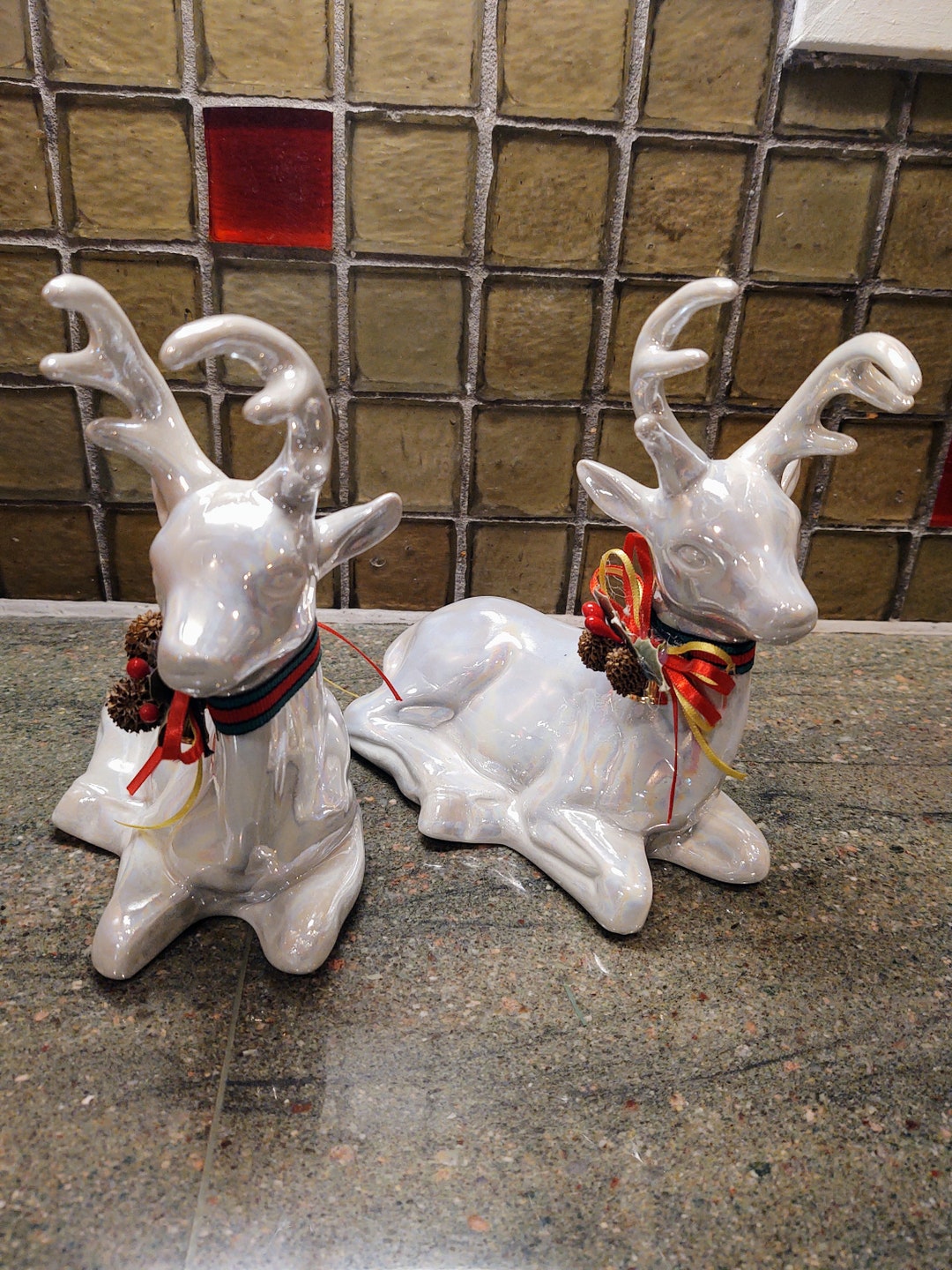 Vintage Porcelain Deer Figurines Etsy