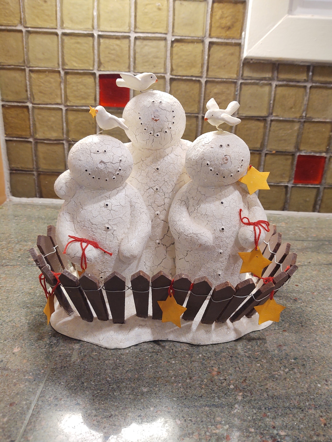 Vintage Snowman Family Sculpture Etsy