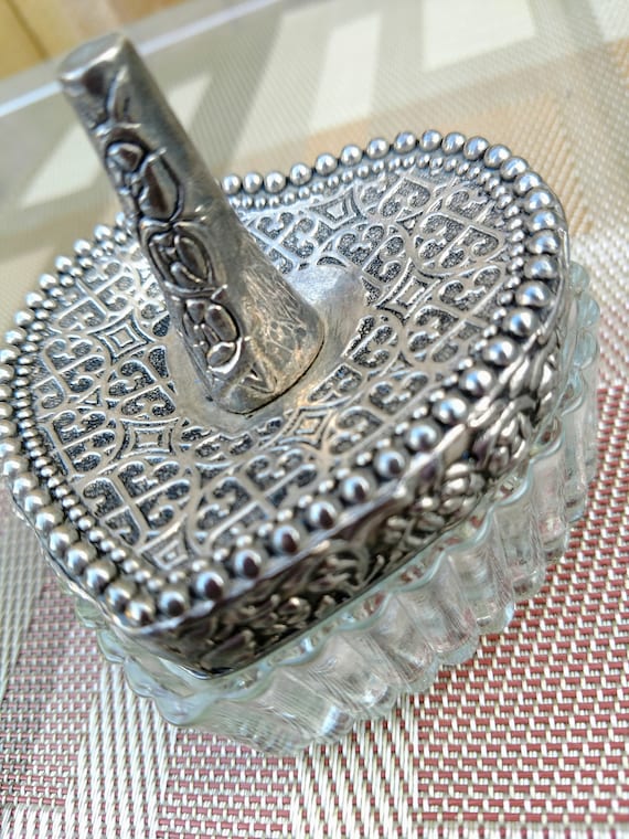 Vintage Silver Plated Heart Trinket Box