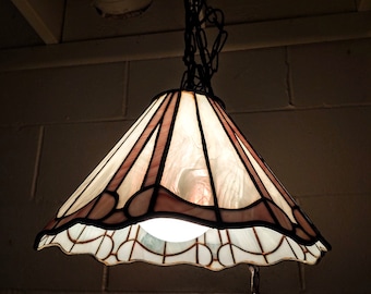 Vintage Leaded Glass Pendant Light