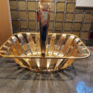Vintage Brass Basket With Handle