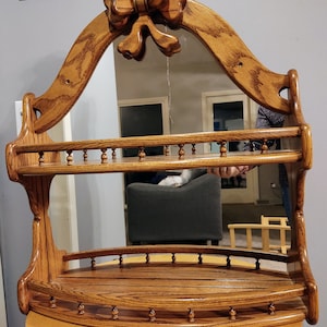 Vintage Wall Hanging Wood Shelf With Mirror