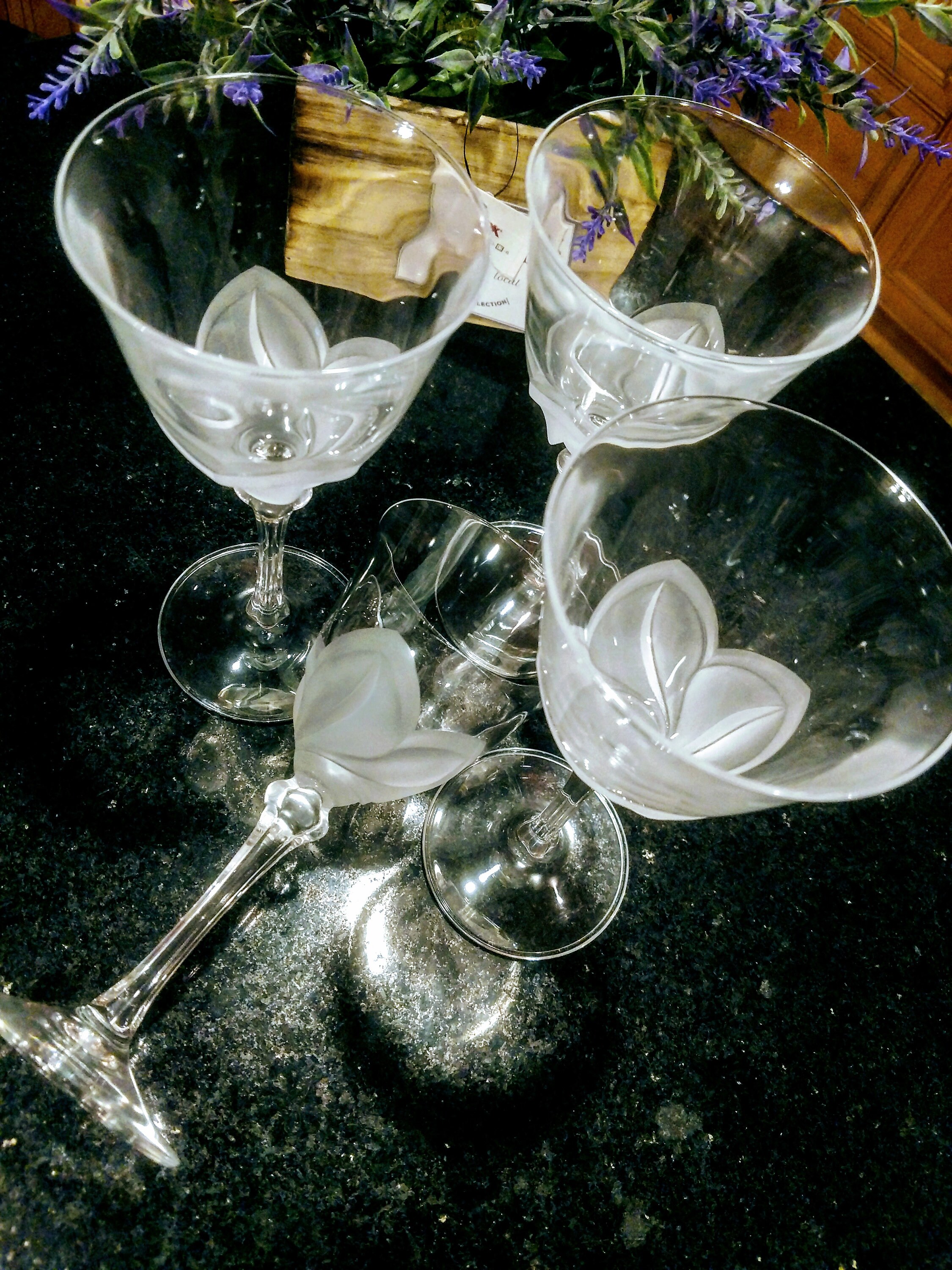Cristal D'arques Durand Frost Flower Crystal Wine Glasses - Etsy