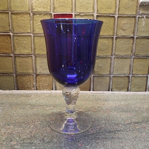 Vintage Cobalt Blue Glass Goblet