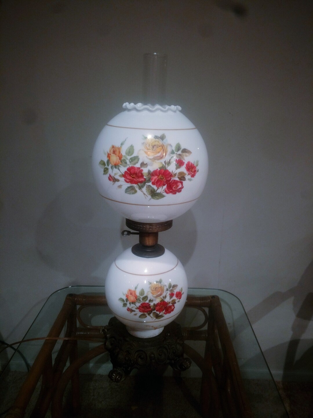 Vintage Milk Glass Gone With the Wind Parlor Lamp - Etsy