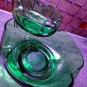 Vintage Anchor Hocking Forest Green Chip And Dip Bowl