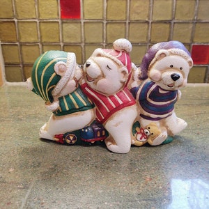 Dtop de porte vintage en fonte avec ours de Noël