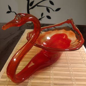 Vintage Hand Blown Glass Swan Centerpiece