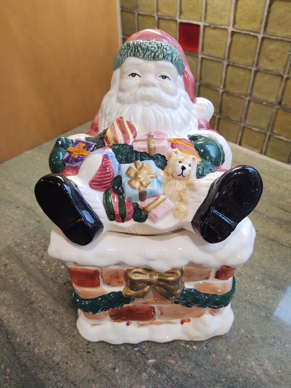 Figurine Céramique Père Noël Potelé étoiles - Non Peint - Fait Main - Neuf