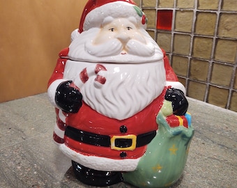 Handmålad jultomte keramisk kakburk