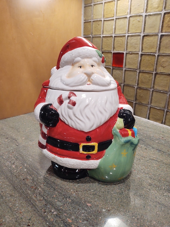 Handbemalte Weihnachtsmann Keramik Keksdose