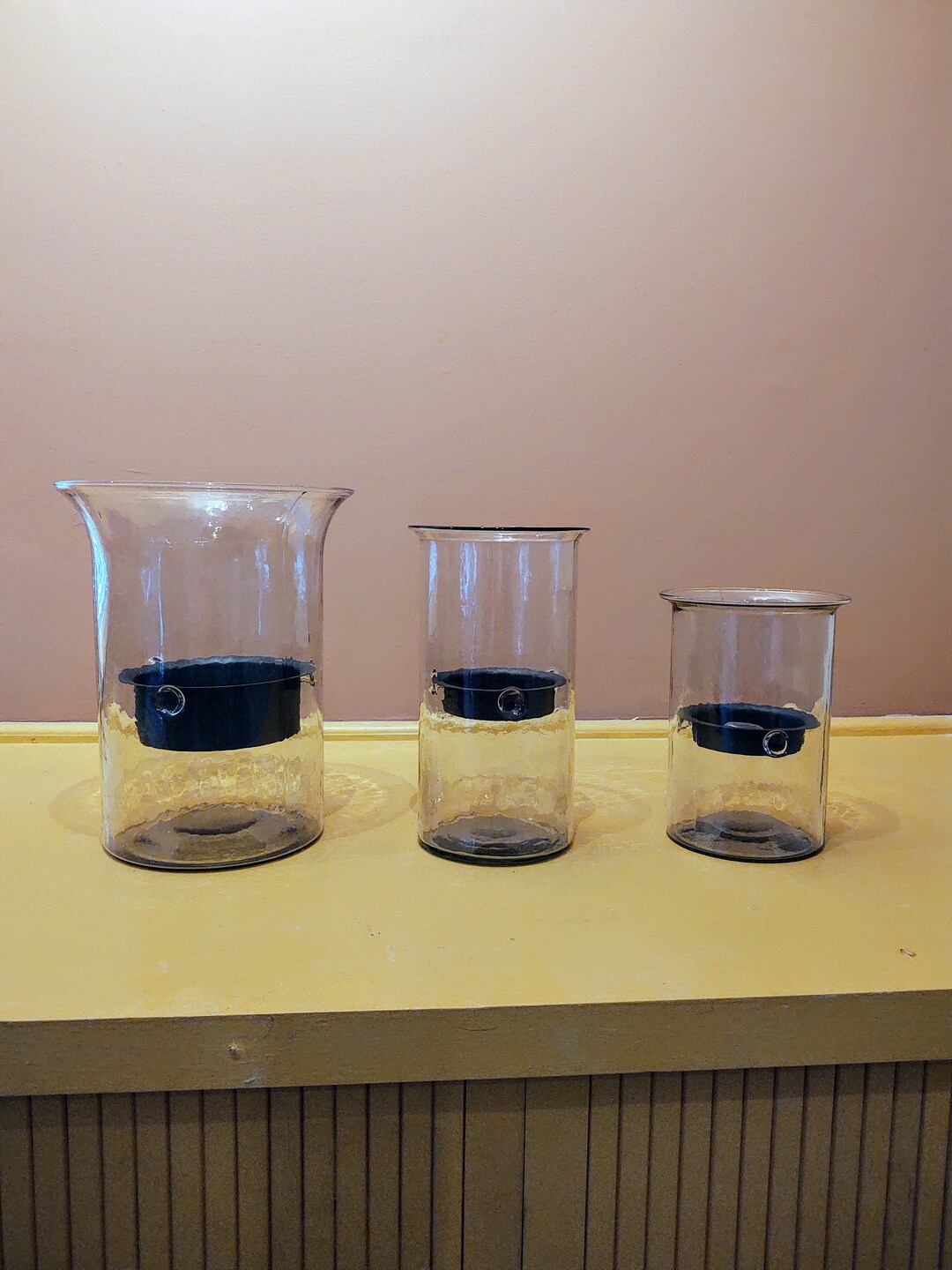 Kalalou Glass Pillar Candle Holder Hurricanes Etsy