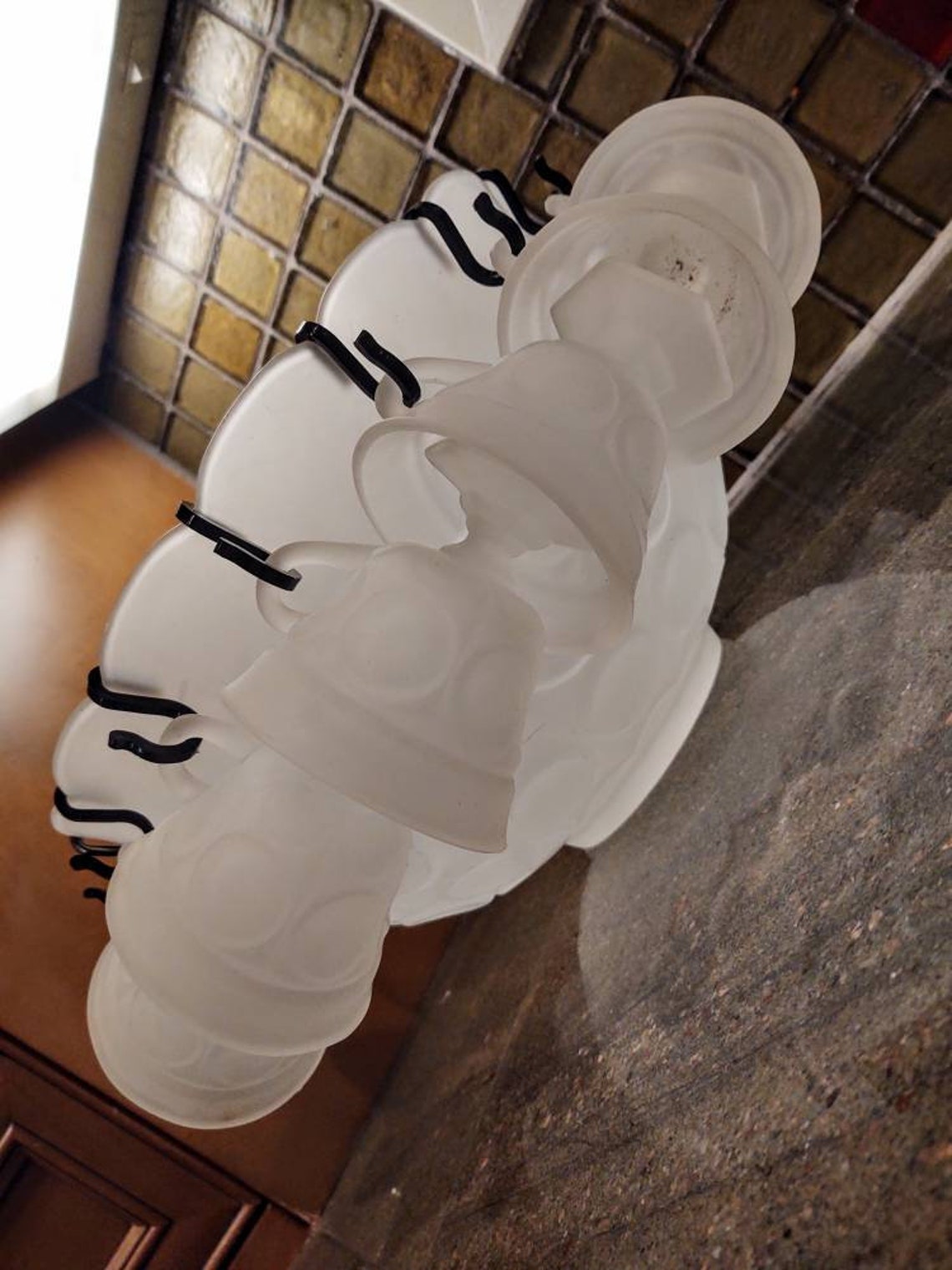 Vintage Tiara Frosted Glass Punch Bowl Set Etsy