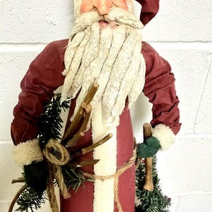 Vintage Folk Art Old World Santa Figure